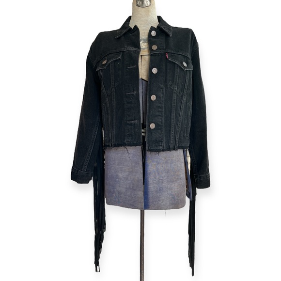 Levi’s Ex-Boyfriend Fringe Trucker Jacket Free People - Picture 4 of 12